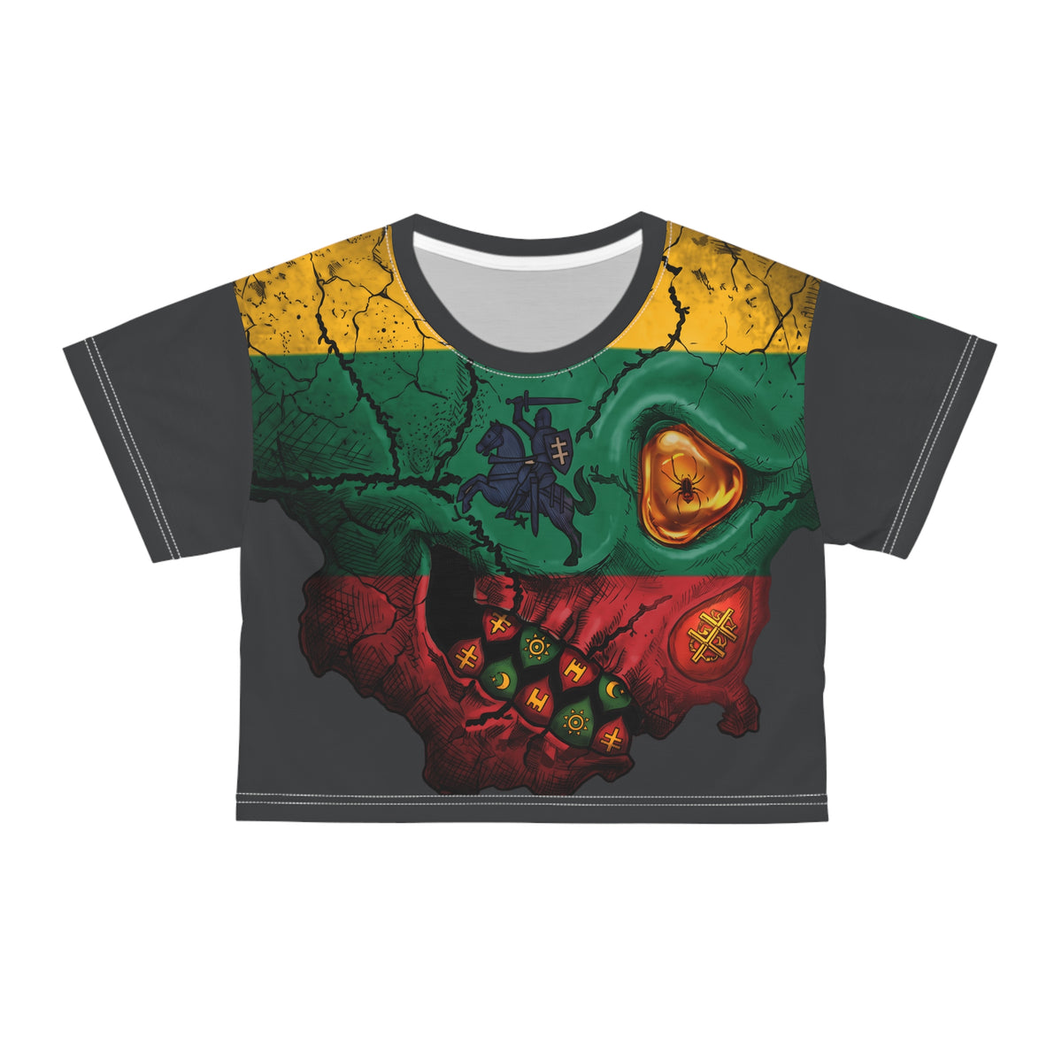 Lithuanian Flag Skull, Crop Tee