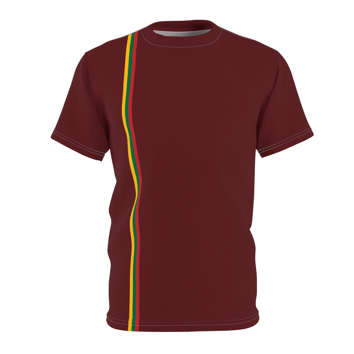 Lithuanian Flag Stripe, front, Lithuanian Flag, back, Unisex Cut & Sew Tee, Burgundy