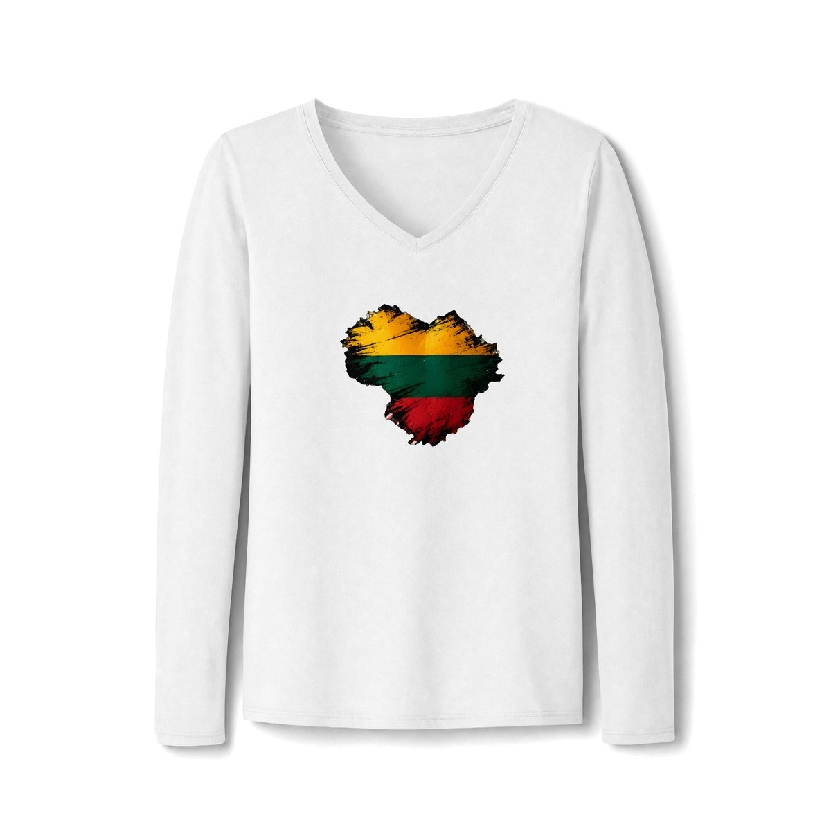 Lithuanian Grunge Heart, Women's Long Sleeve Fan Favorite V-Neck Tee