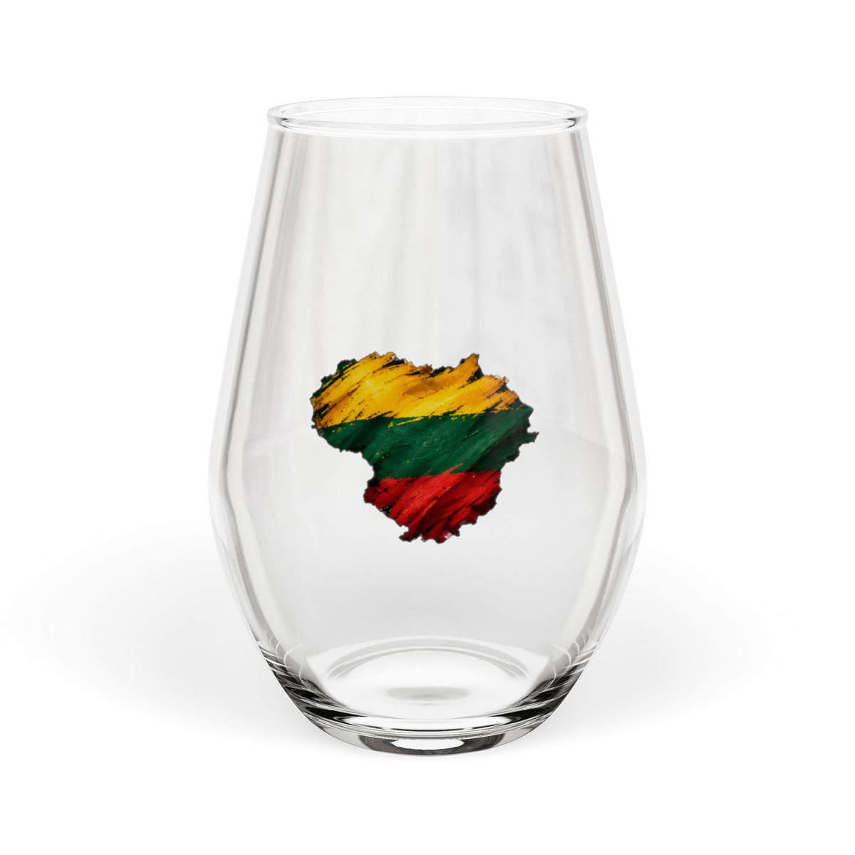 Lithuanian Brush Stroke Heart, Stemless Wine Glass, 11.75oz
