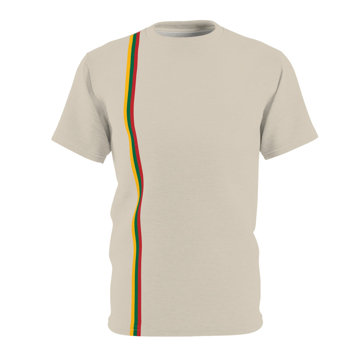 Lithuanian Flag Stripe, front, Lithuanian Flag, back, Unisex Cut & Sew Tee, Stone