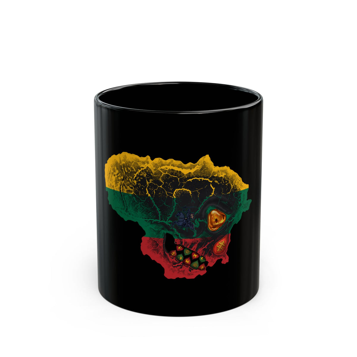 Lithuanian Blackened Flag Skull, Mug, Coffee Cup