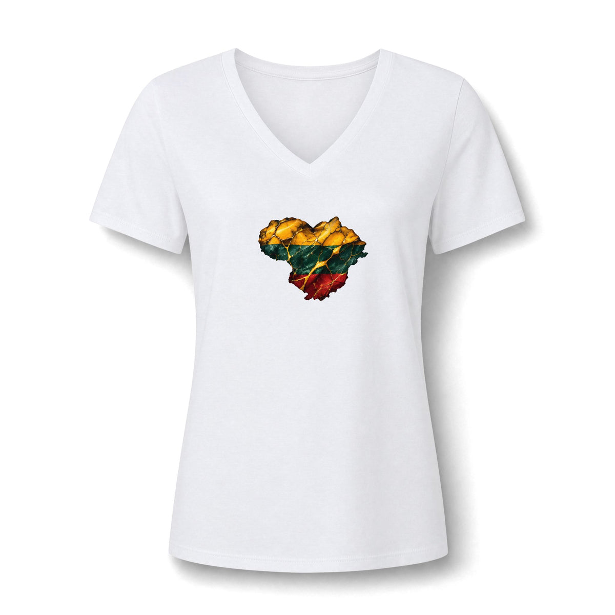 Lithuanian Marble Heart, Women's Relaxed Heather CVC V-Neck Tee