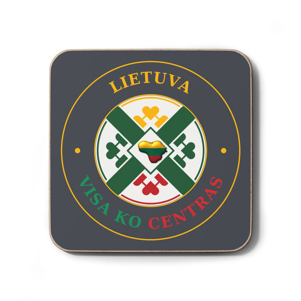 Lithuania Center of It All Hardboard Back Coaster, Design 2