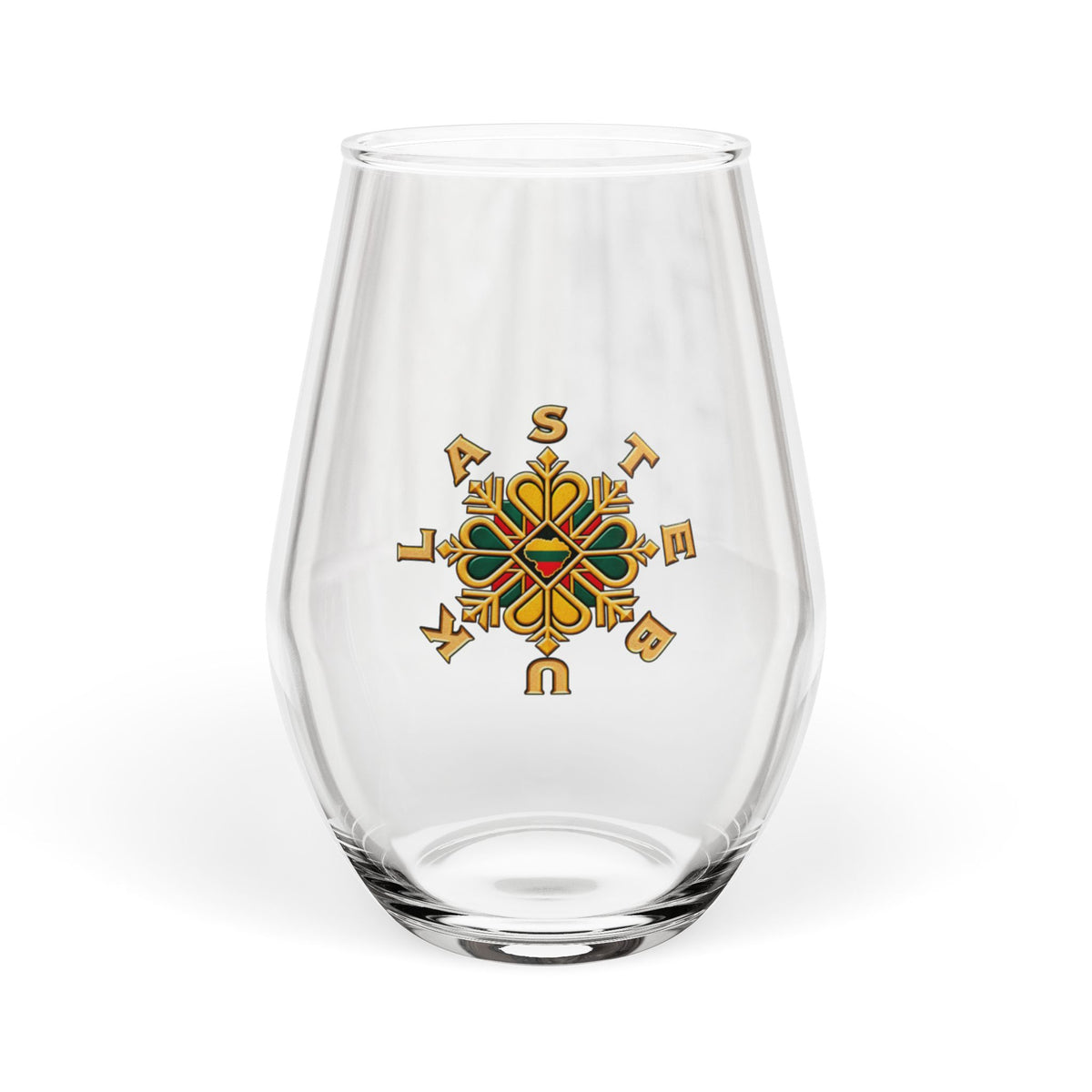 Stebukla Brand Logo, Stemless Wine Glass, 11.75oz