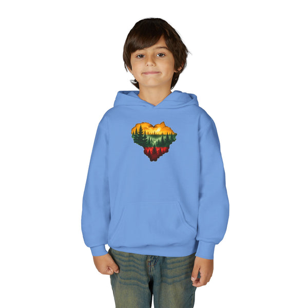Lithuanian Forest heart Design, Youth Heavy Blend Hooded Sweatshirt