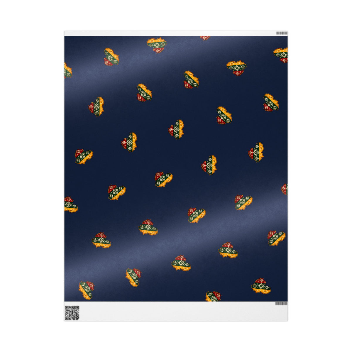 Lithuanian Knit Sweater Heart, Wrapping Paper, Navy Blue