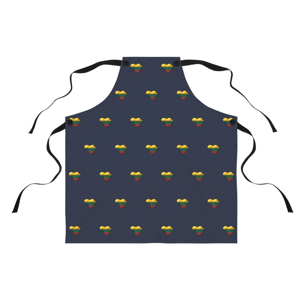 Lithuanian Heart Pattern on Apron, Navy Blue