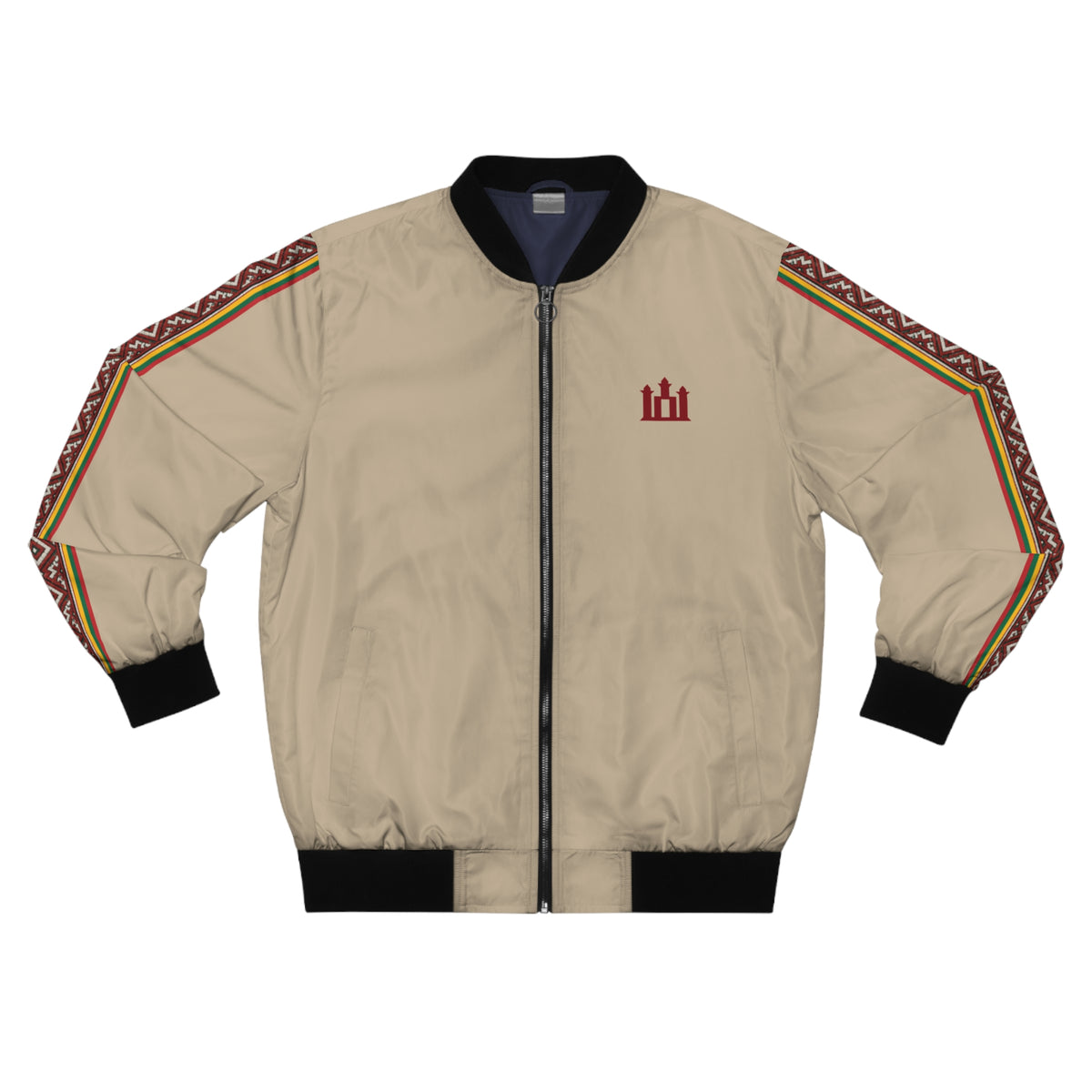 Warm Sand Men's Bomber Jacket Modern Lithuanian Tricolor