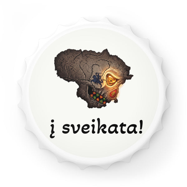 Lithuanian Skull Design, Crisp White Bottle Opener