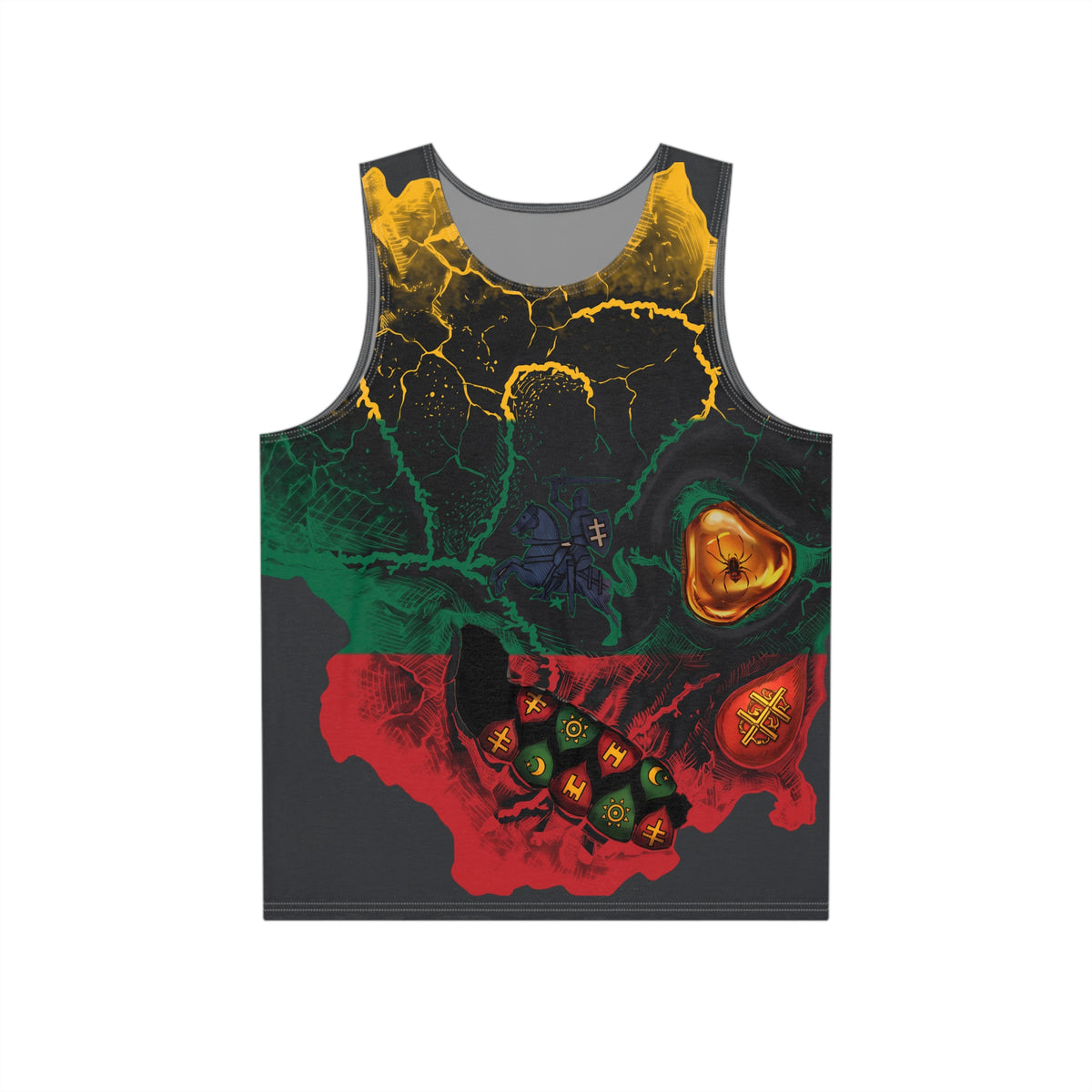 Lithuanian Blackened Flag Skull, Men's Tank