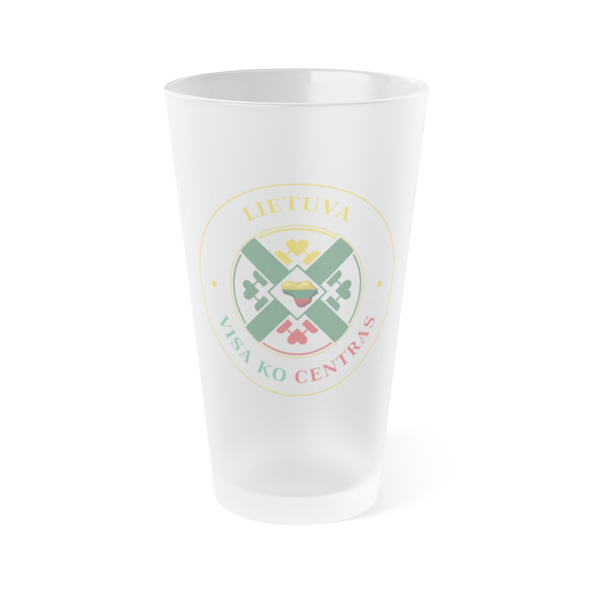 Lietuva Visa Ko Centras, Frosted Pint Glass, 16oz