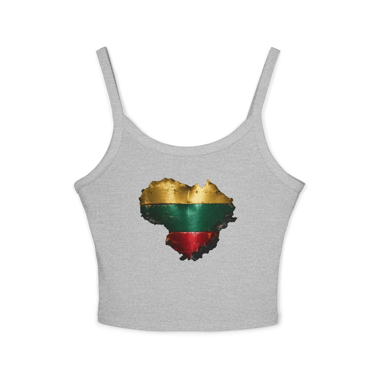 Lithuanian Weathered Metal Heart, Women's Spaghetti Strap Tank Top