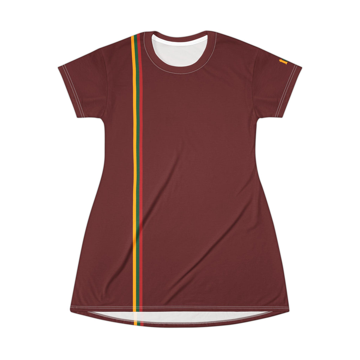 Lithuanian Flag Striped, Stebuklas, T-Shirt Dress, Burgundy