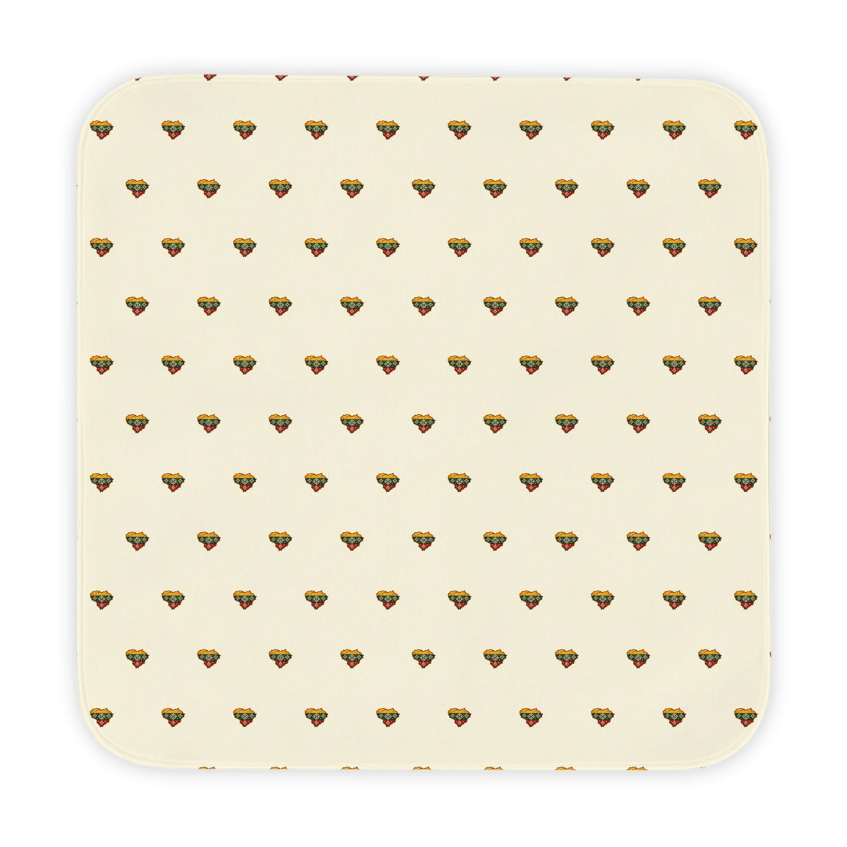Lithuanian Flower Heart Pattern, Hooded Baby Towel