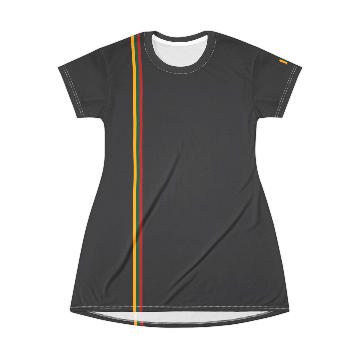 Copy of Lithuanian Flag Striped, T-Shirt Dress, Charcoal
