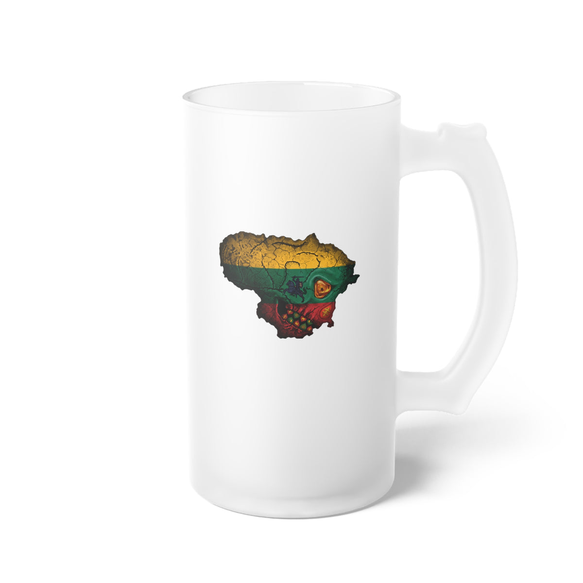 Lithuanian Skull Flag, Lietuva Visa Ko Centras (Black); Frosted Glass Beer Mug