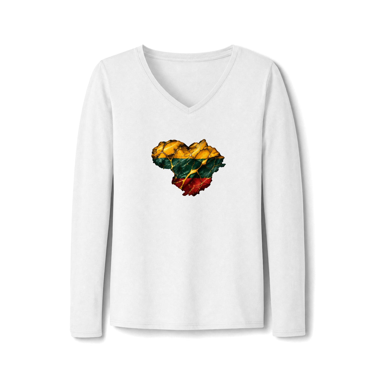 Lithuanian Marble Heart, Women's Long Sleeve Fan Favorite V-Neck Tee