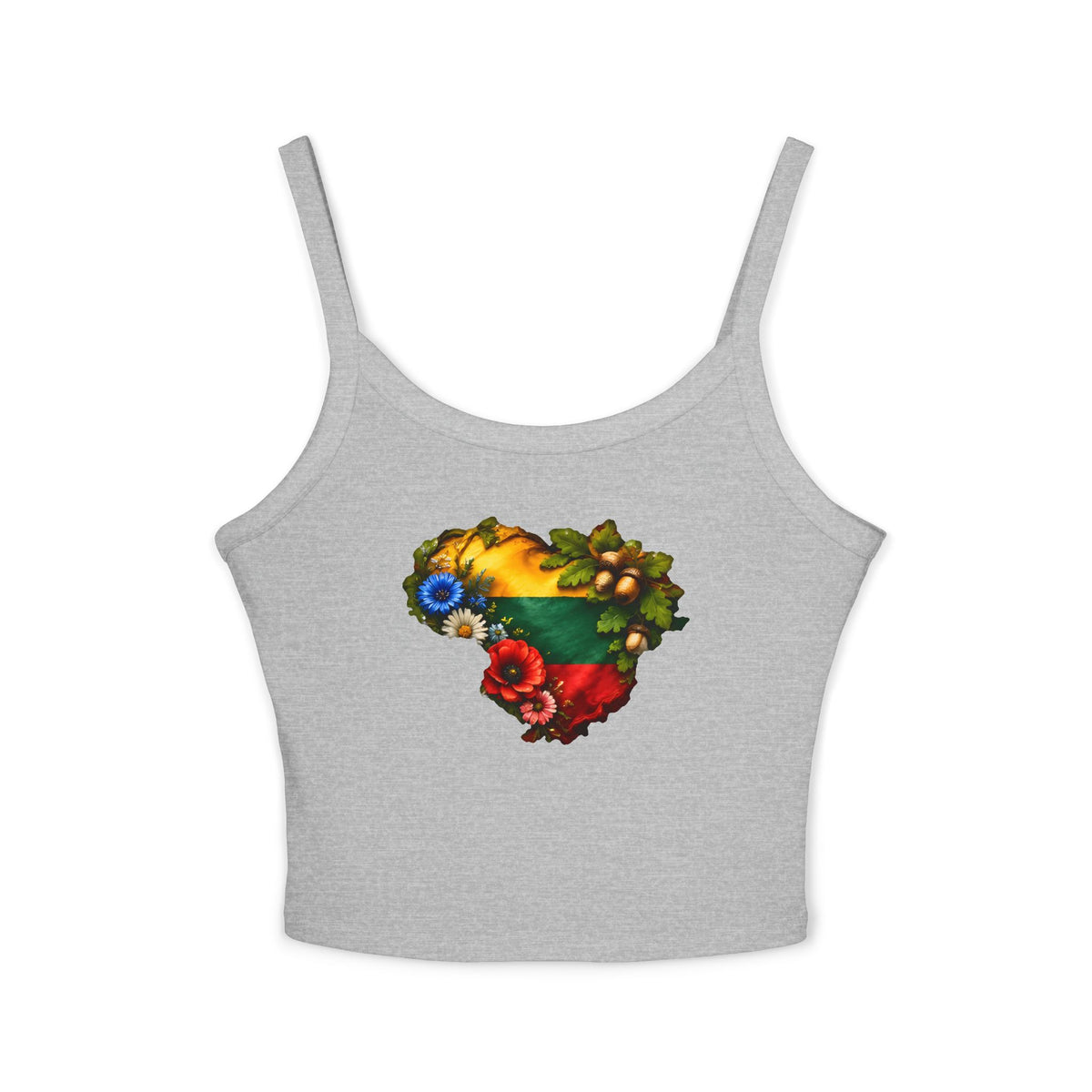 Lithuanian Wildflowers Heart, Women's Spaghetti Strap Tank Top