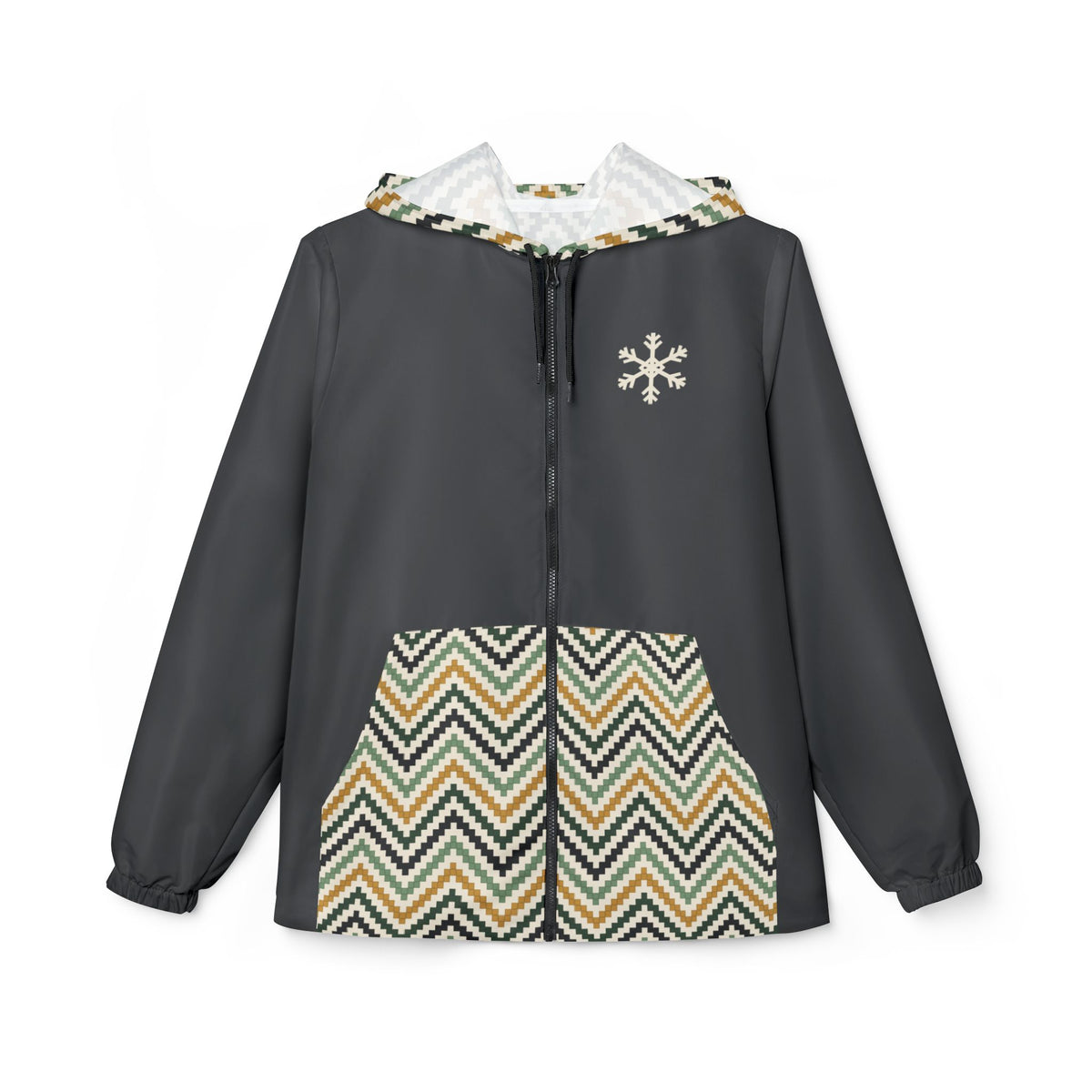 Windbreaker Jacket (AOP), Lithuania Ancient Roots, Charcoal