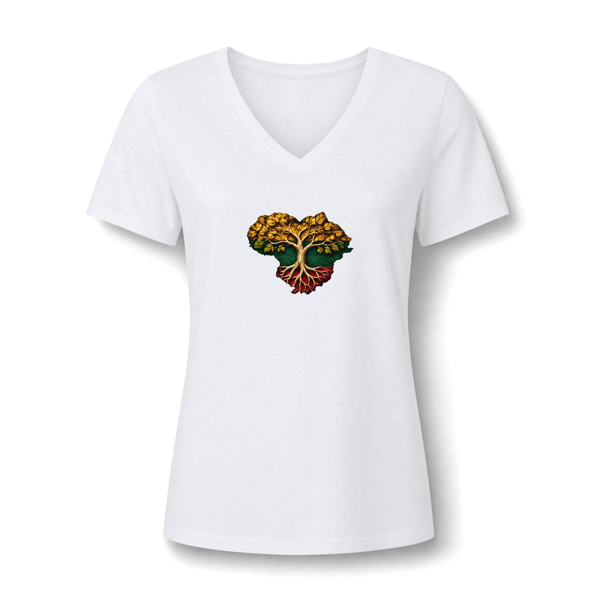 Lithuanian Tree of Life Heart, Women's Relaxed Heather CVC V-Neck Tee