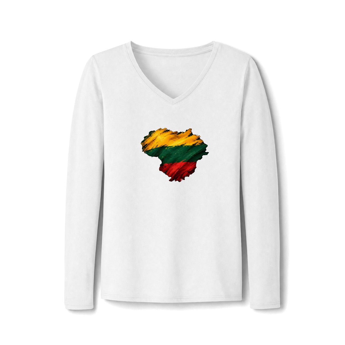 Lithuanian Brushstroke Heart, Women's Long Sleeve Fan Favorite V-Neck Tee