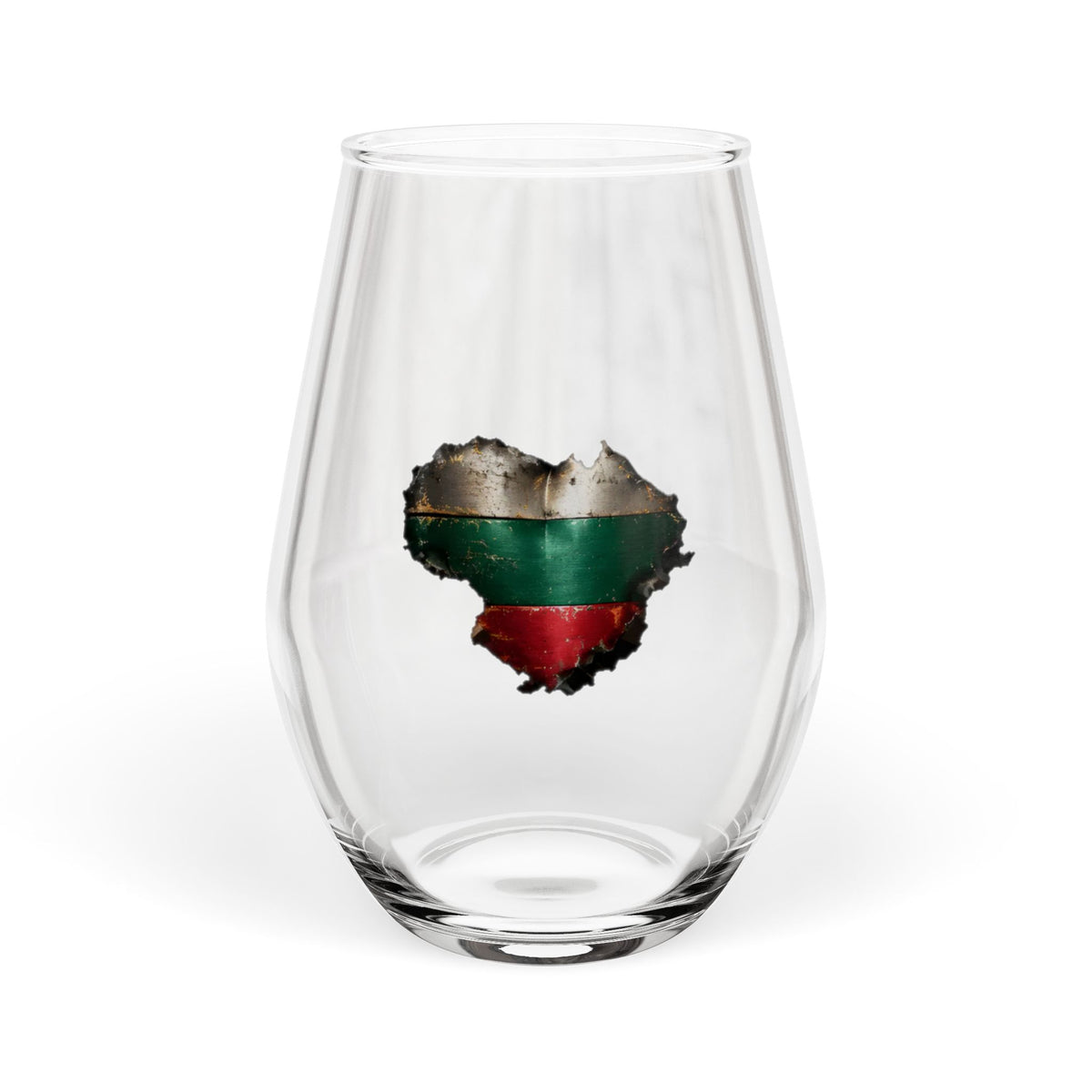 Lithuanian Weathered Metal Heart, Stemless Wine Glass, 11.75oz