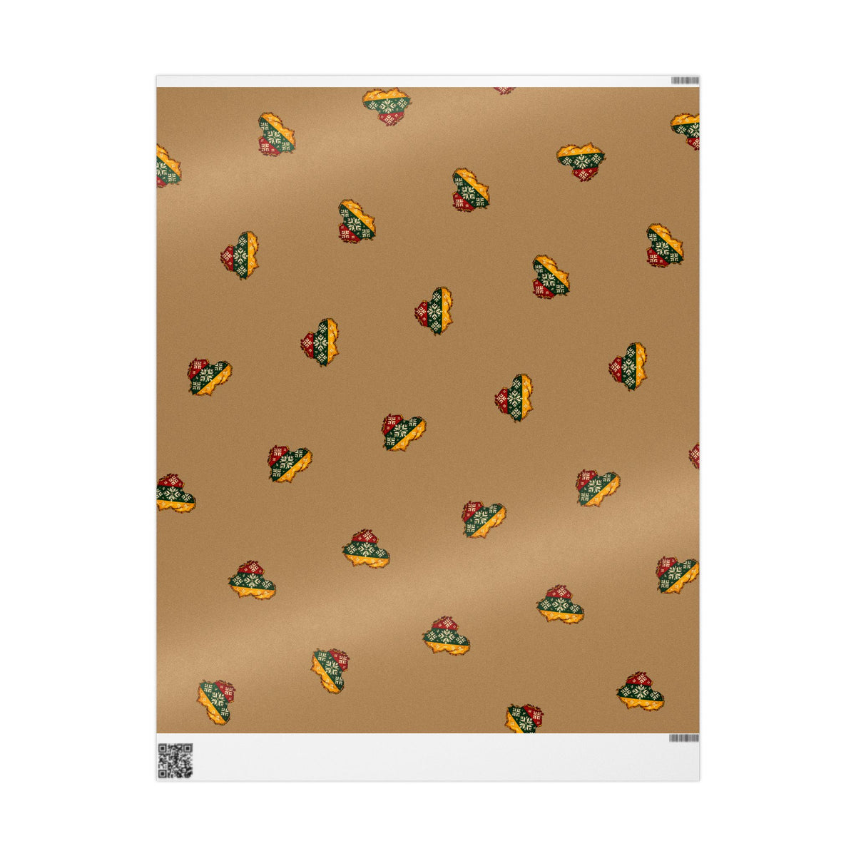 Lithuanian Knit Sweater Heart, Wrapping Paper, Kraft Brown