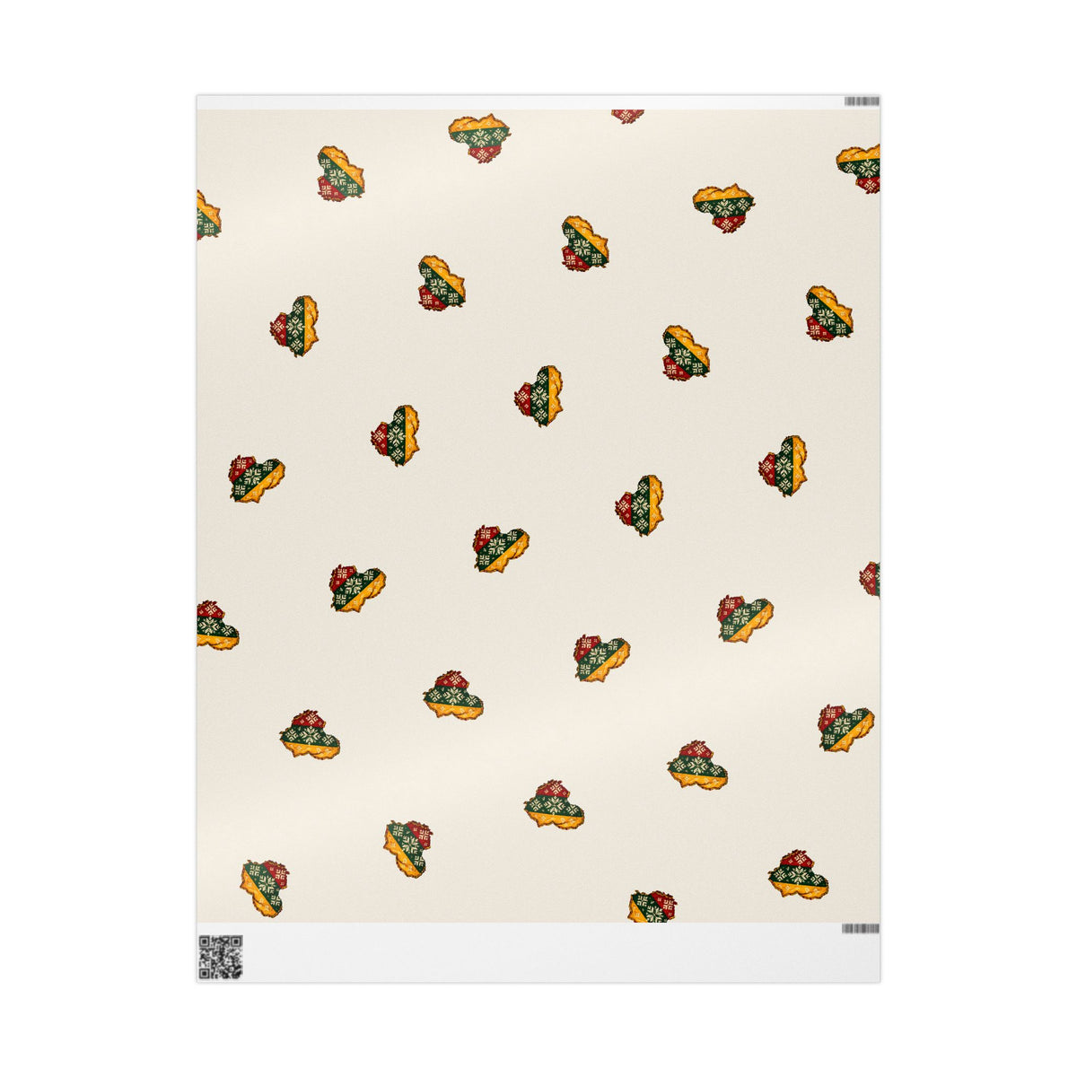 Lithuanian Knit Sweater Heart, Wrapping Paper, Snowy White