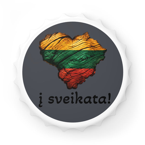 Lithuanian Wooden Heart Design, Graphite Bottle Opener