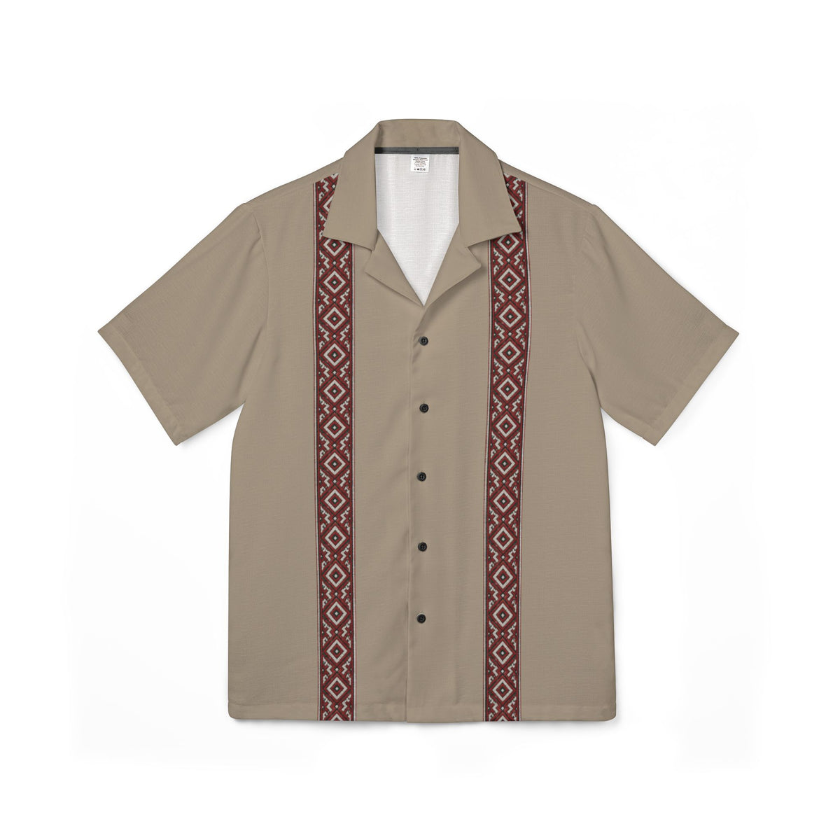 Warm Sand Men's Camp Shirt Lithuanian Inspired Folk Striped