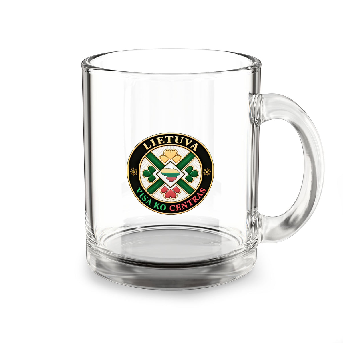 Lietuva Visa Ko Centras, (Black); Glass Mug, 10oz