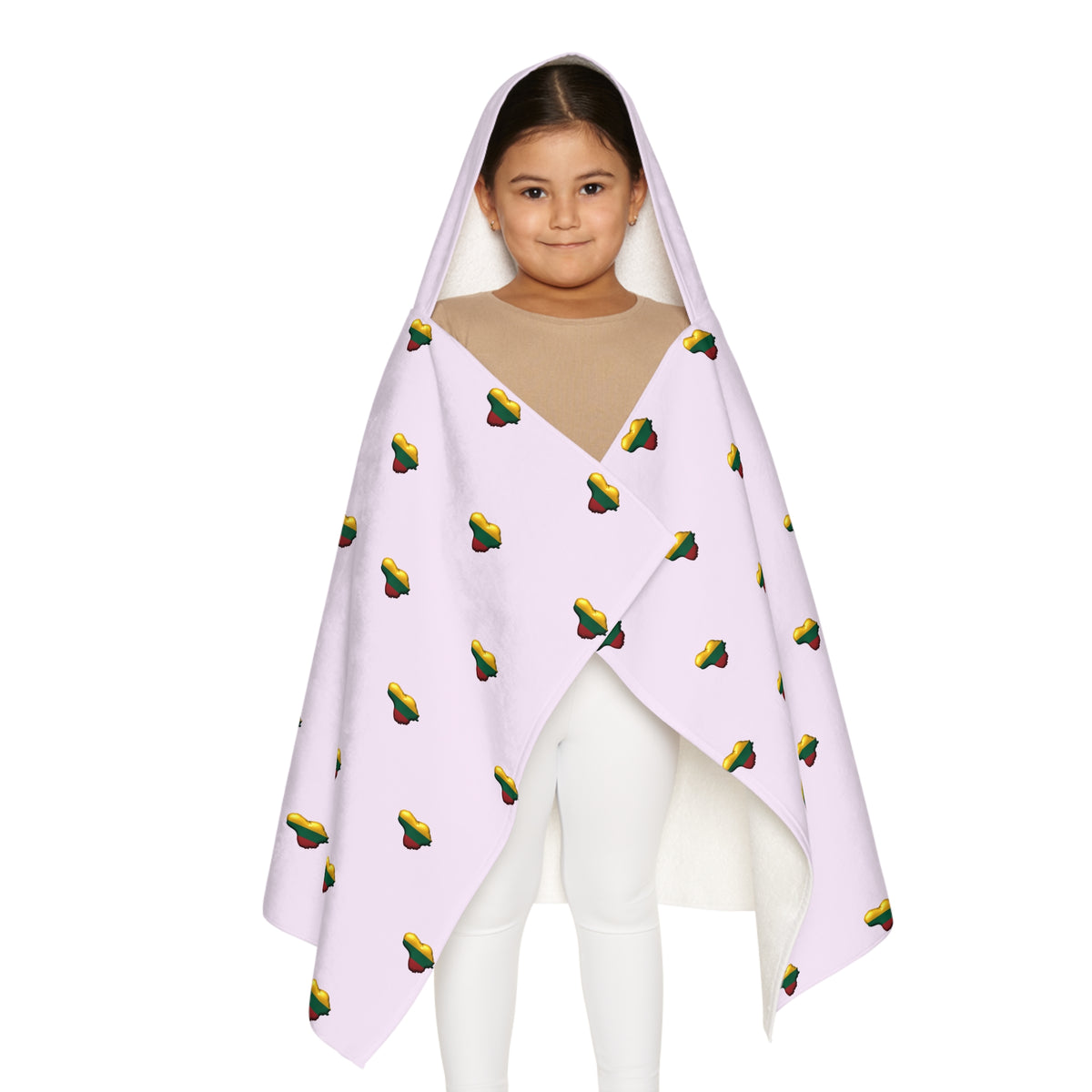 Lithuanian Heart Pattern, Youth Hooded Towel, Soft Purple