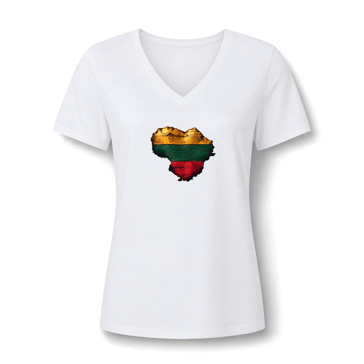 Lithuanian Wooden Heart, Women's Relaxed Heather CVC V-Neck Tee