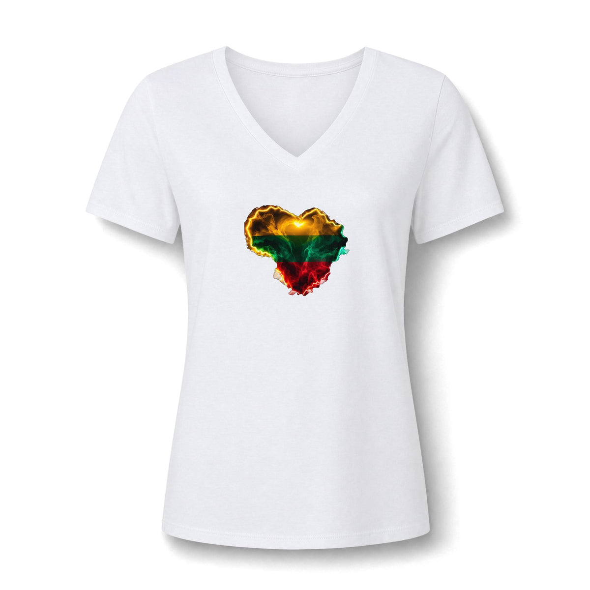 Lithuanian Spiritual Glow Heart, Women's Relaxed Heather CVC V-Neck Tee