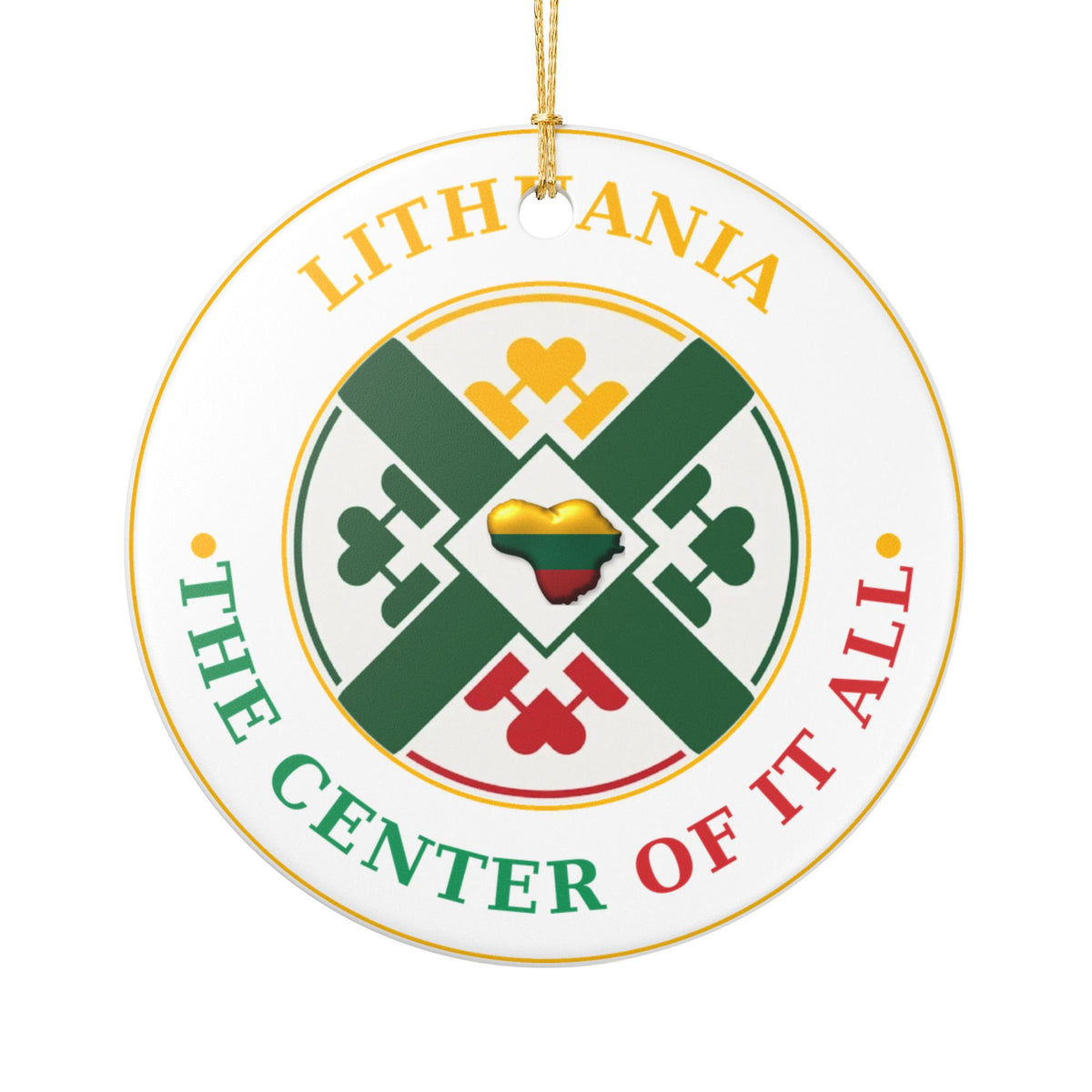 Lithuania Center of It All Ornament | Ceramic Holiday Decoration