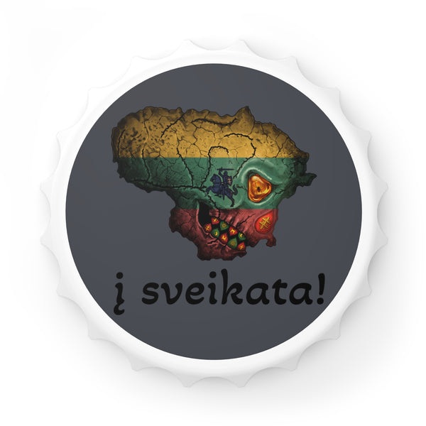 Lithuanian Weathered Flag Skull Design, Bottle Opener