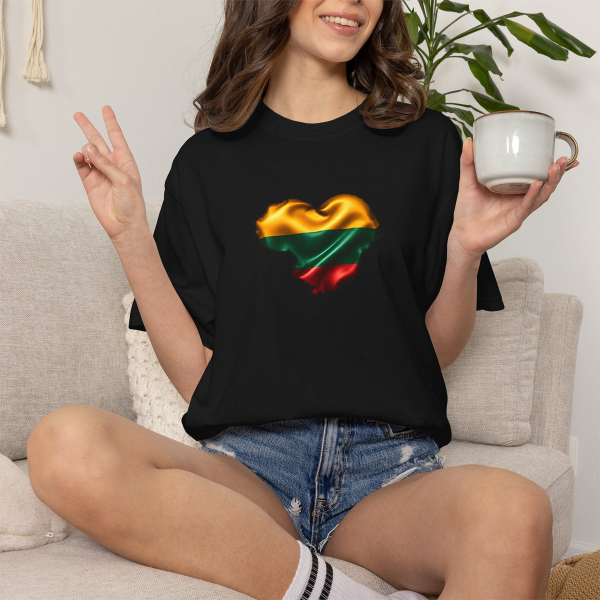 Unisex Garment-Dyed T-shirt, Lithuanian Satin Heart
