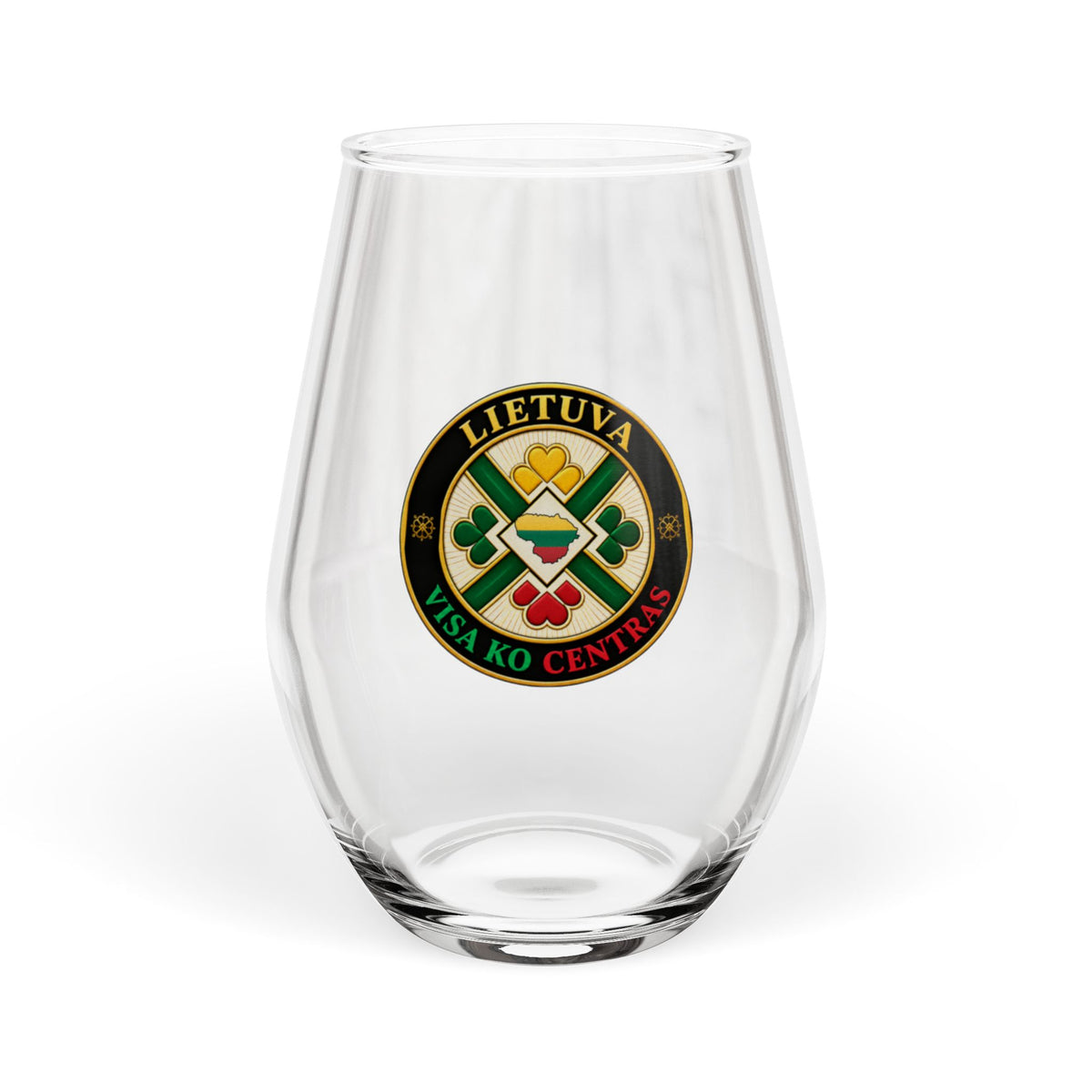 Lietuva Visa Ko Centras (Black), Stemless Wine Glass, 11.75oz