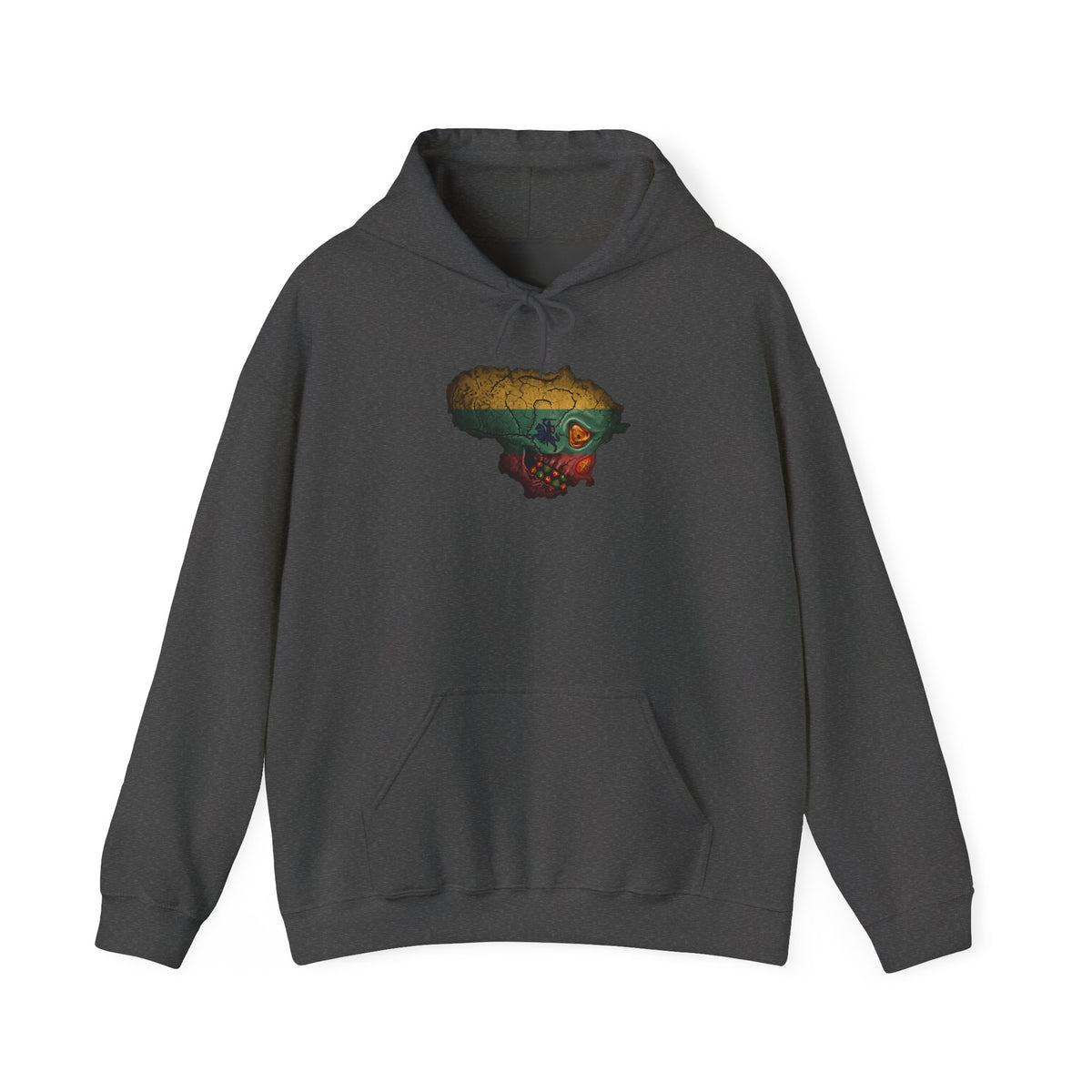 Unisex Heavy Blend™ Hooded Sweatshirt, Lithuanian Weathered Flag Skull