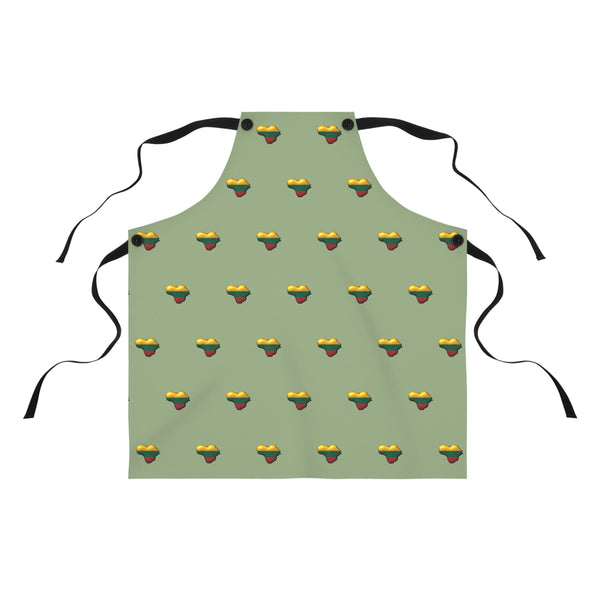 Lithuanian Heart Pattern on Apron, Sage Green