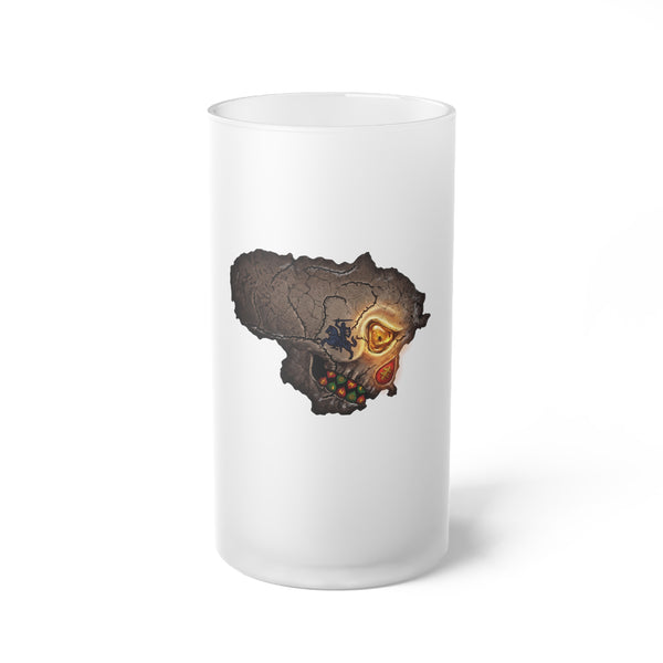 Lithuanian Skull Design, Frosted Glass Beer Mug